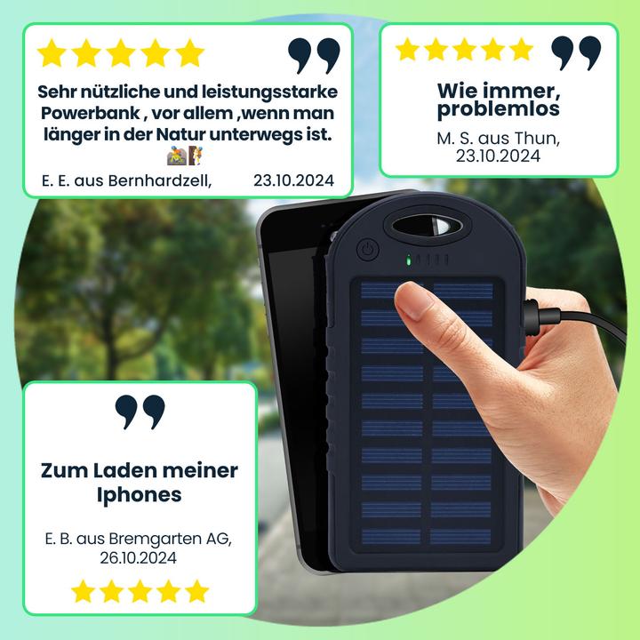 Image du produit Casativo Banque d'énergie solaire avec lampe de poche, 4.000 mAh, 2x USB-A, 10 Watt (4000 mAh, 10 W)