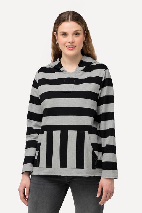 Image du produit Ulla Popken Sweat à capuche rayé, manches longues et poche kangourou (50, 52)