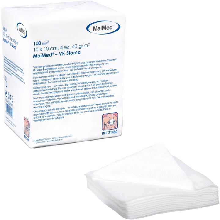 Actual product image MaiMed Non-woven compresses 10x10cm 4-fold non-sterile 40g, 100 pcs COM