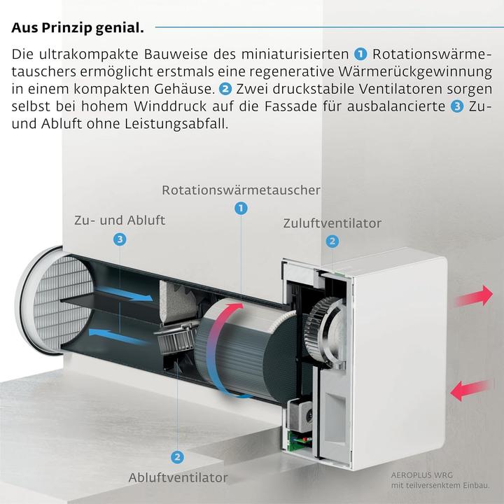 Produktbild Siegenia Smart Wandventilator mit Warmteterugwinning, Temperatur- und Vochtregeling