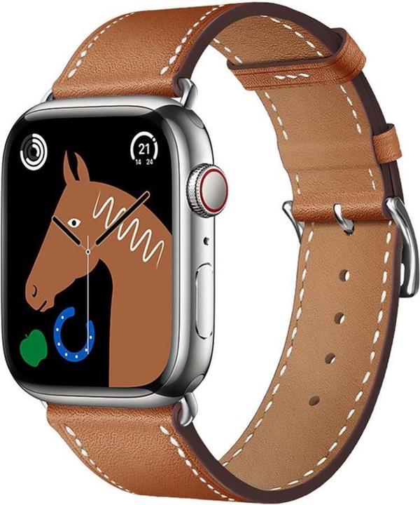 Forcell Bracelet F-DESIGN FA20 bracelet cuir eco pour APPLE Watch 42 / 44 / 45 / 49 mm marron (Éco-cuir)