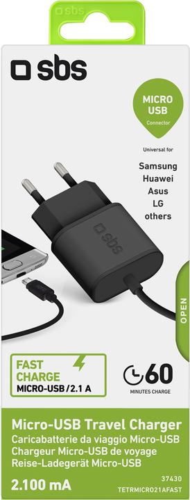 Produktbild SBS Micro USB-Reiseladegerät 2100 mAh (10 W, 1 Port)