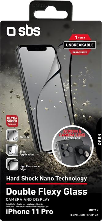Immagine prodotto SBS Kit di vetro doppio flessibile per iPhone 11 Pro (1 pz., Apple iPhone 11 Pro)