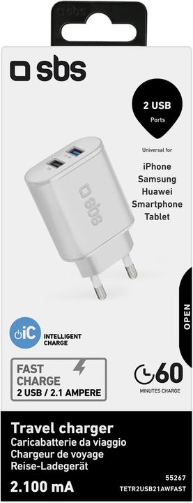 Produktbild SBS Fast Charge Ladegerät mit zwei USB-Eingängen (10 W, 2 Ports)