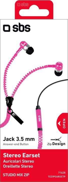 Image du produit SBS Oreillette stéréo filaire Zip, jack 3,5 mm avec microphone et bouton de réponse (Filaire)