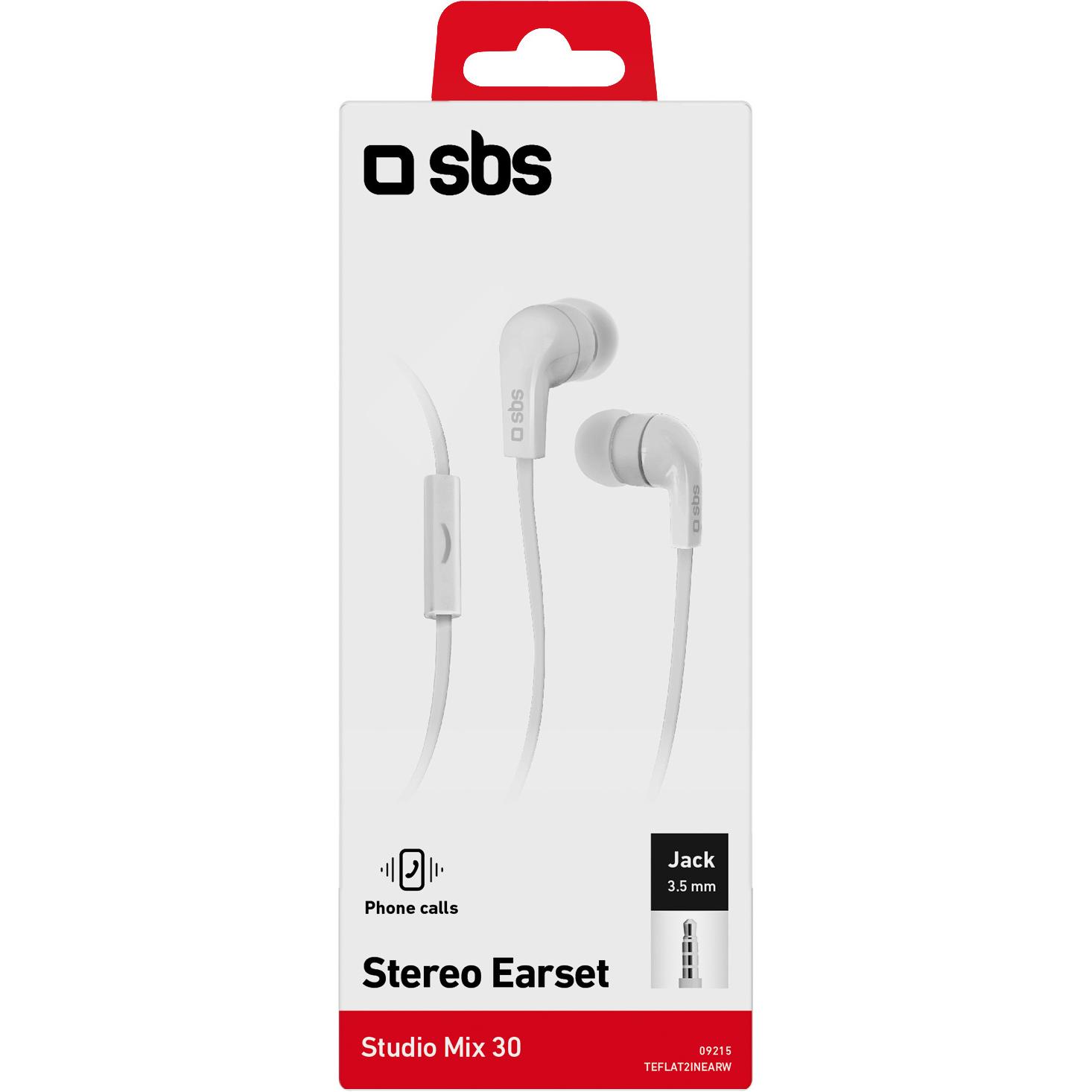 Thumbnail - SBS Kopfhörer mit Kabel Stereo In-Ear Flat Studio Mix 30 (Kabelgebunden), Kopfhörer, Weiss