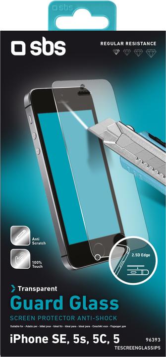 Immagine prodotto SBS Screen Protector effetto vetro e alta resistenza per SE/5s/5/5c (1 Pezzo/i, Apple iPhone 5s, Apple iPhone 5)