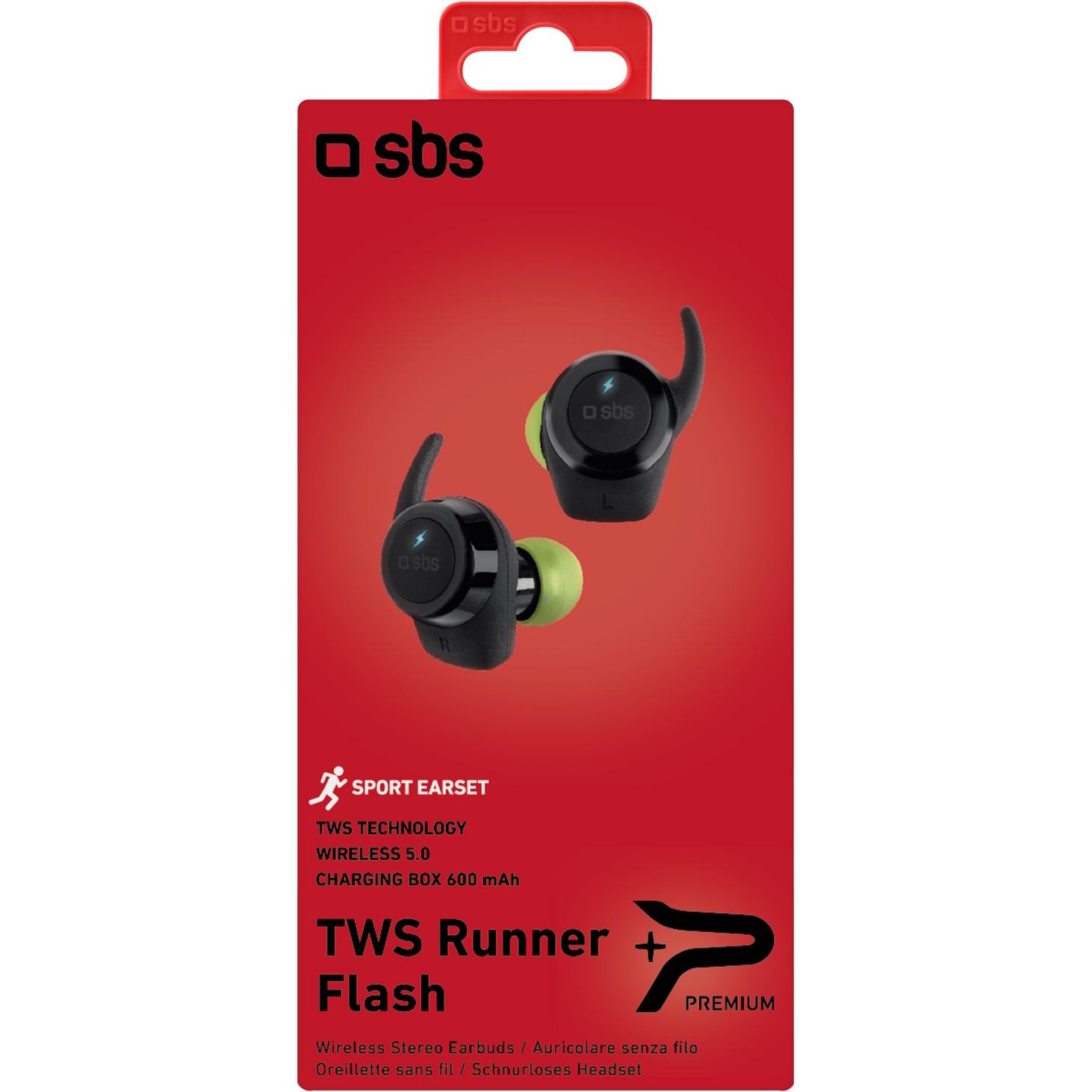 Thumbnail - SBS Drahtlose TWS Runner Flash-Ohrhörer (4 h, Kabellos), Kopfhörer, Schwarz