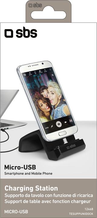 Image du produit SBS Support de table avec fonction de recharge pour smartphone avec port micro-USB
