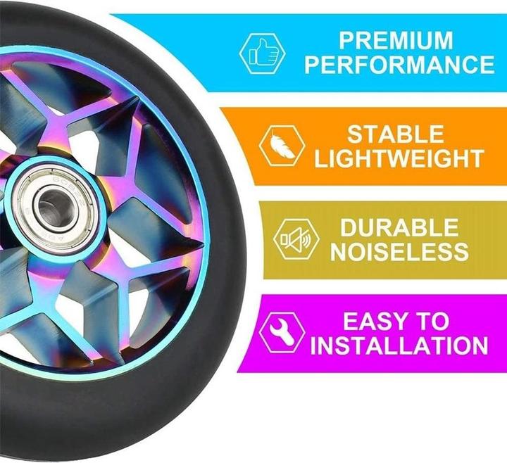 Produktbild Graw Jump Ramps Stück Performance Scooter Räder 100mm, Metallic Rainbow Sternform
