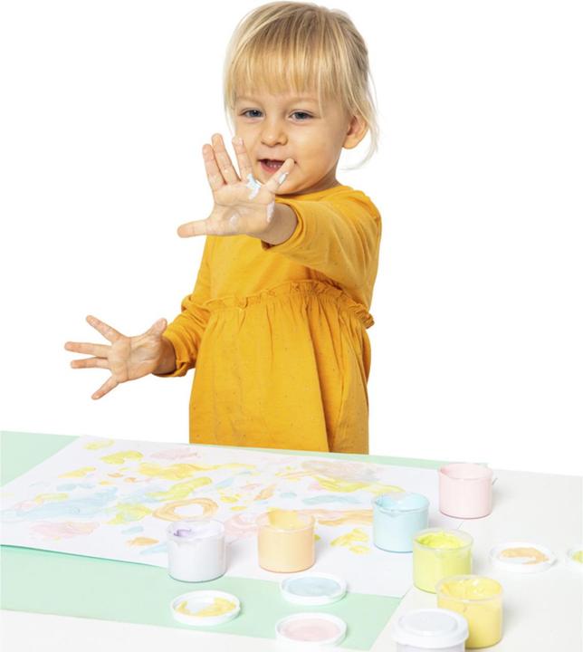 Actual product image Jovi Pastel finger paints, 6 tins of 35 ml in cardboard packaging (35 ml)