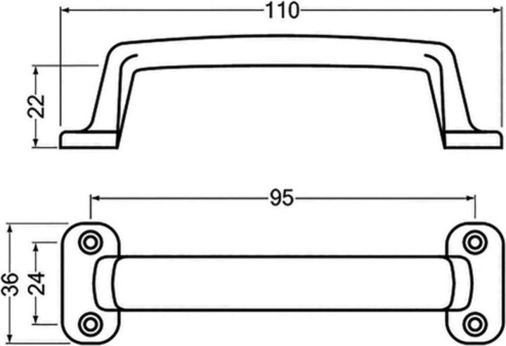 Actual product image Hermeta Handle Width 36 mm No. of holes 4