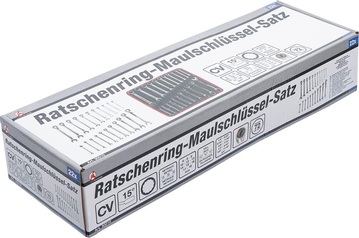 Actual product image BGS Ratchet Combination Wrench Set metric / Inch Sizes 22 pcs. (18 mm)