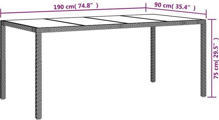 Produktbild vidaXL Gartentisch (190 x 90 x 75 cm)