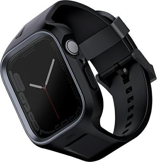 Produktbild Uniq pasek Monos 2in1 Apple Watch Strap + Case Series 4/5/6/7/8/SE/SE2 44/45mm. czarny/midnight blac (Kunststoff, PC, TPU)