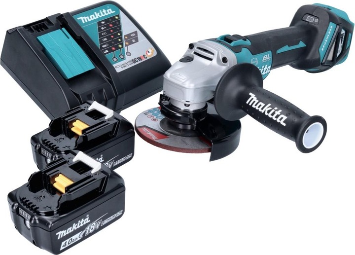 Actual product image Makita DGA 513 RM Battery angle grinder 18 V 125 mm Brushless + 2x battery 4.0 Ah + charger (125 mm)
