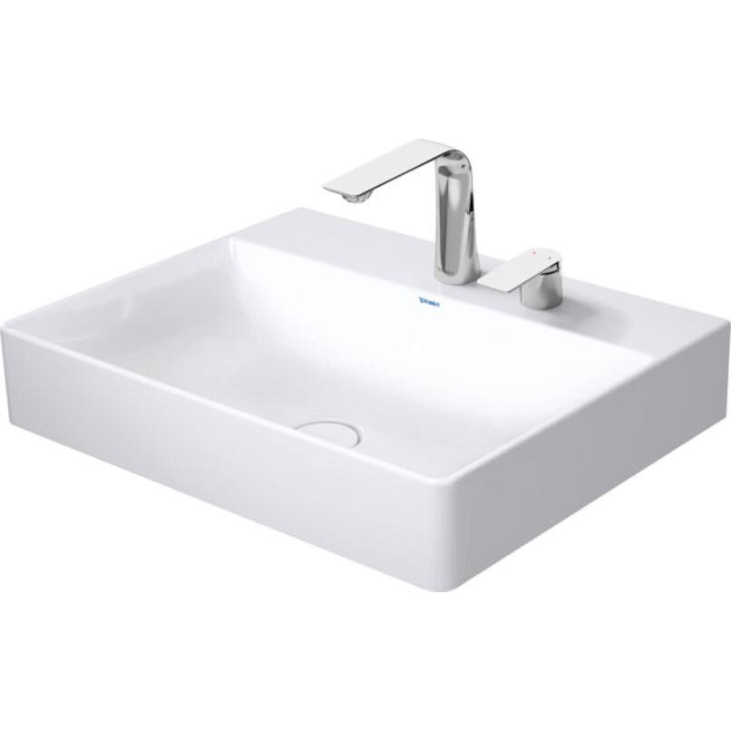 Duravit, Waschbecken, Waschtisch DURASQUARE o ÜL m HLB 600x470mm 2 Hahnlöcher weiss (470 mm, 600 mm)