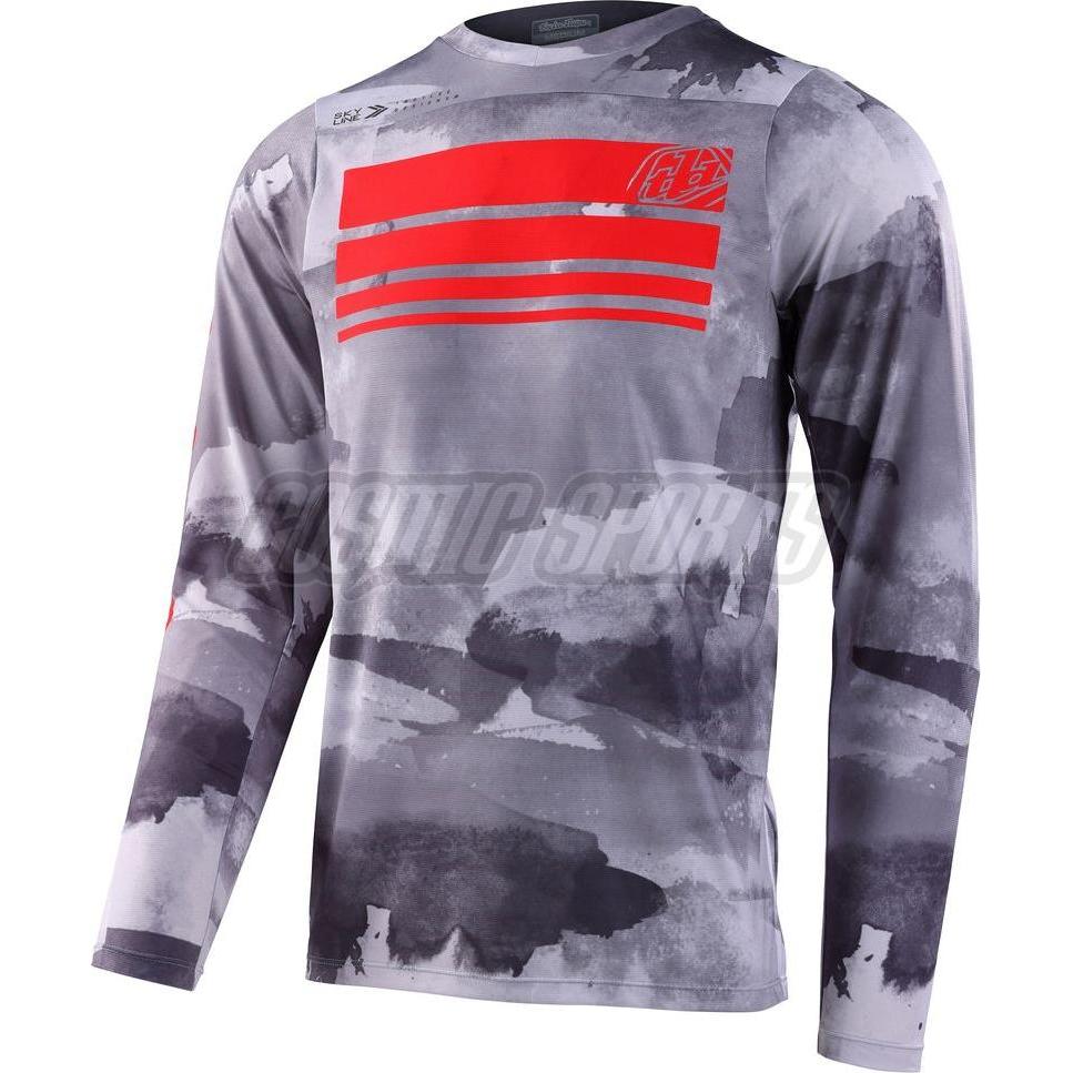 Troy Lee Designs, Maglia ciclismo, Maglia Skyline LS, Blocks, cemento, XXL (XXL), Grigio, XXL
