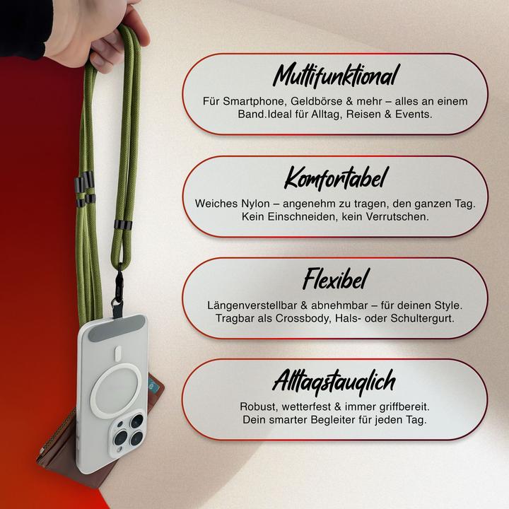 Image du produit Nalia HoldMe Lanyard Handykette - Universal Trageband für Smartphones - Verstellbar, Soft & Elastisch