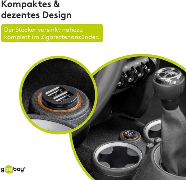 Actual product image Goobay Dual USB Car Charger