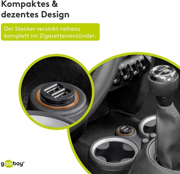 Immagine prodotto Goobay Doppio caricatore da auto USB