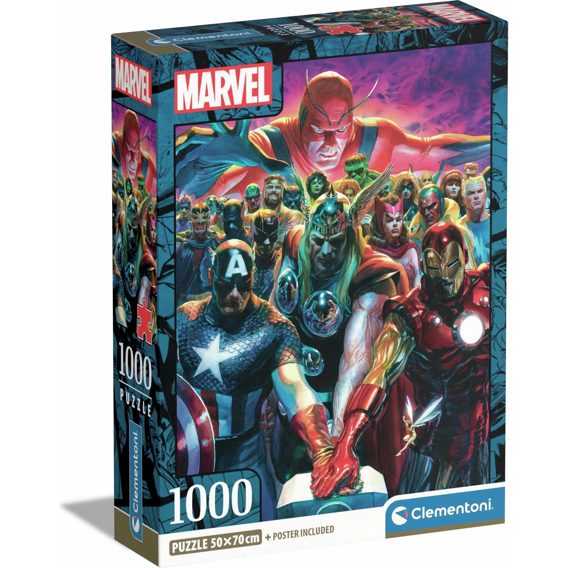 Clementoni Multicolore - Marvel The Avengers Avengers-1000 Pezzi, Poster Incluso, Puzzle Dei Supereroi (1000 Pezzi)