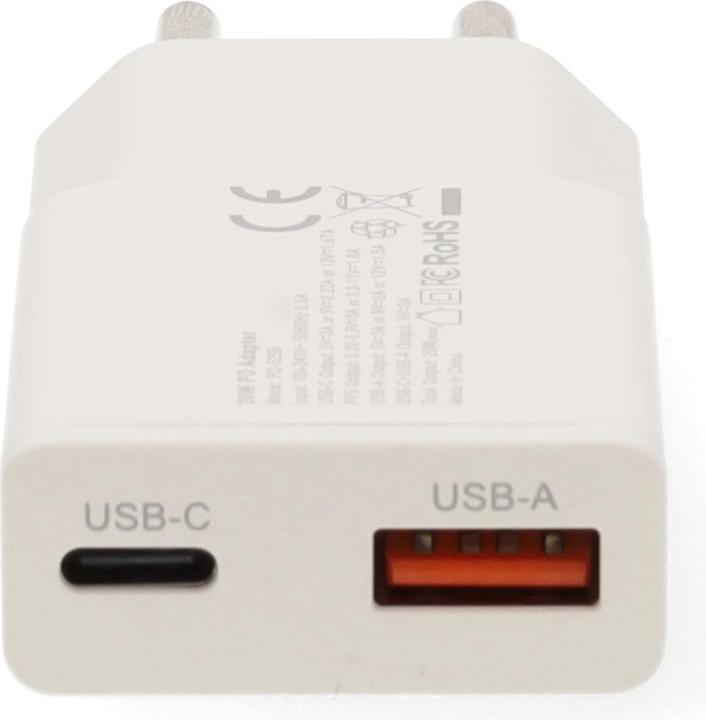 Produktbild Nedis Netzladegerät | 20 W | GaN | PD3.0 | Schnellladefunktion | 1.5 / 2.0 / 2.22 A / 3.0 A | Anzahl (20 W, 2 Ports)