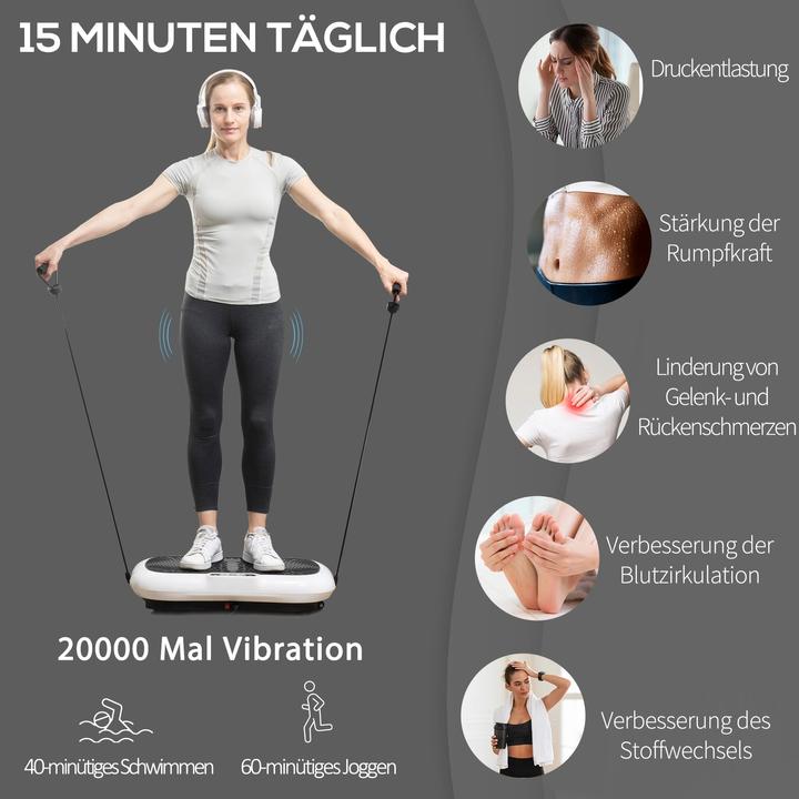 Actual product image Swisshandel24 Vibration plate with 2 fitness bands 99 vibration levels 120 kg load capacity Vibration plate