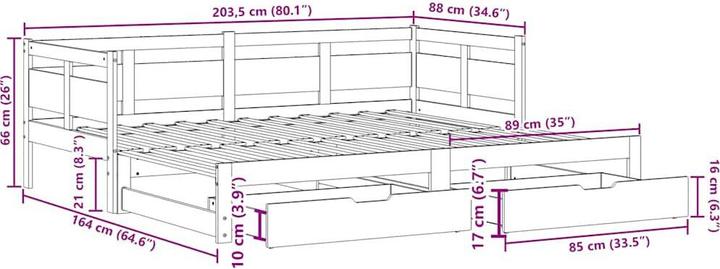 Produktbild vidaXL ausziehbares Tagesbett (2-Sitzer)