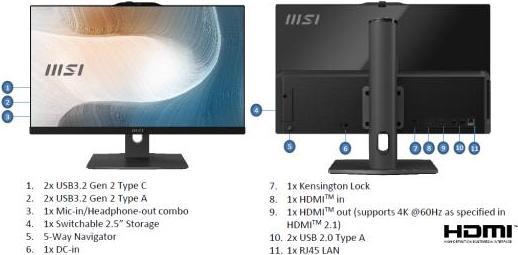 Actual product image MSI Modern AM272P 1M-1095XEU (1000 GB, 16 GB)