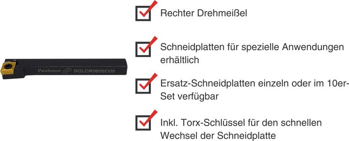 Actual product image Paulimot Drehmeissel mit Schneidplatte 6 x 6 mm SCLCR0606D06