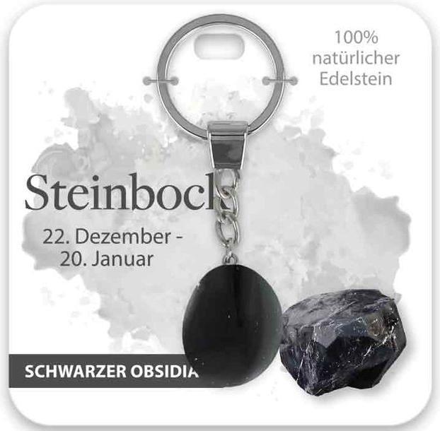 Actual product image BB Klostermannn Schlsselanhnger Schwarzer Obsidian Steinbock