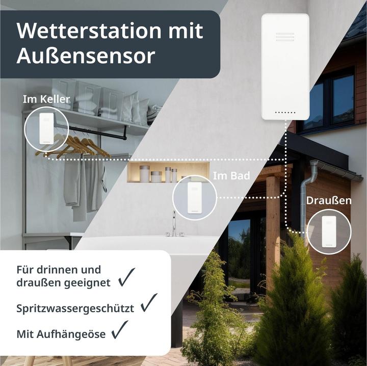 Actual product image ADE Wetterstation mit Funk-Aussensensor mit DCF-Funkuhr, Schwarz