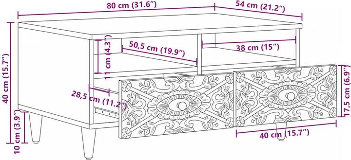 Image du produit vidaXL Couchtisch (80 x 54 x 40 cm)