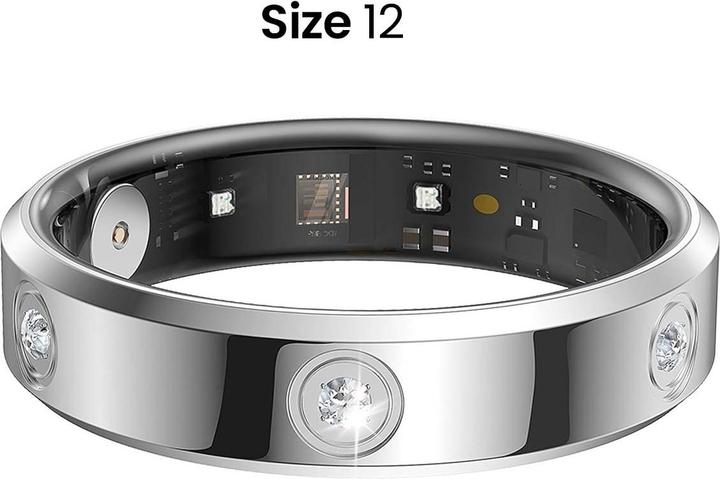 Actual product image Avizar Smart Ring Grösse 12 Venus Strass mit Ladeetui (12, Silver)