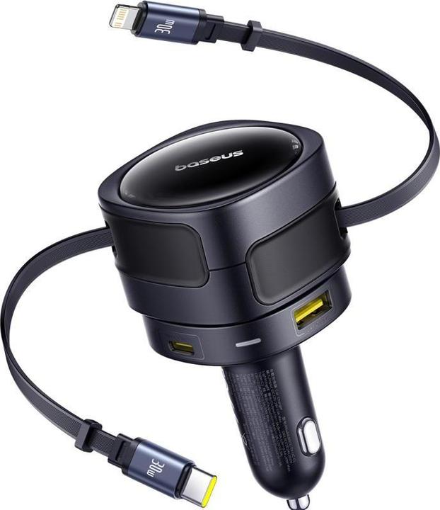 Productafbeelding Baseus Enjoyment Max Car Charger C+L Cables & U+C Ports 90W Cosmic Black