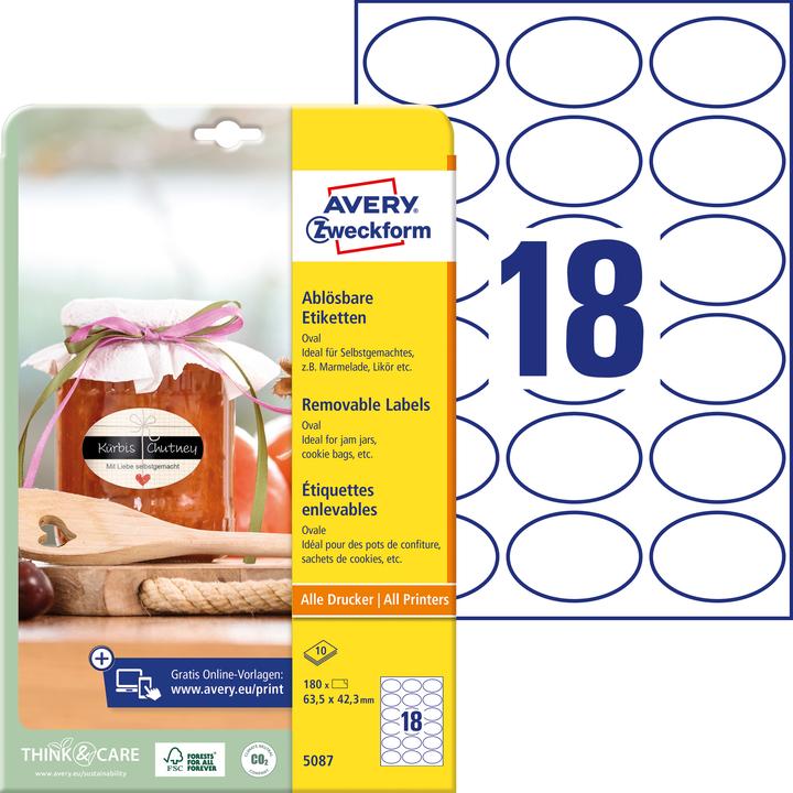 Actual product image Avery Zweckform labels 5087 white