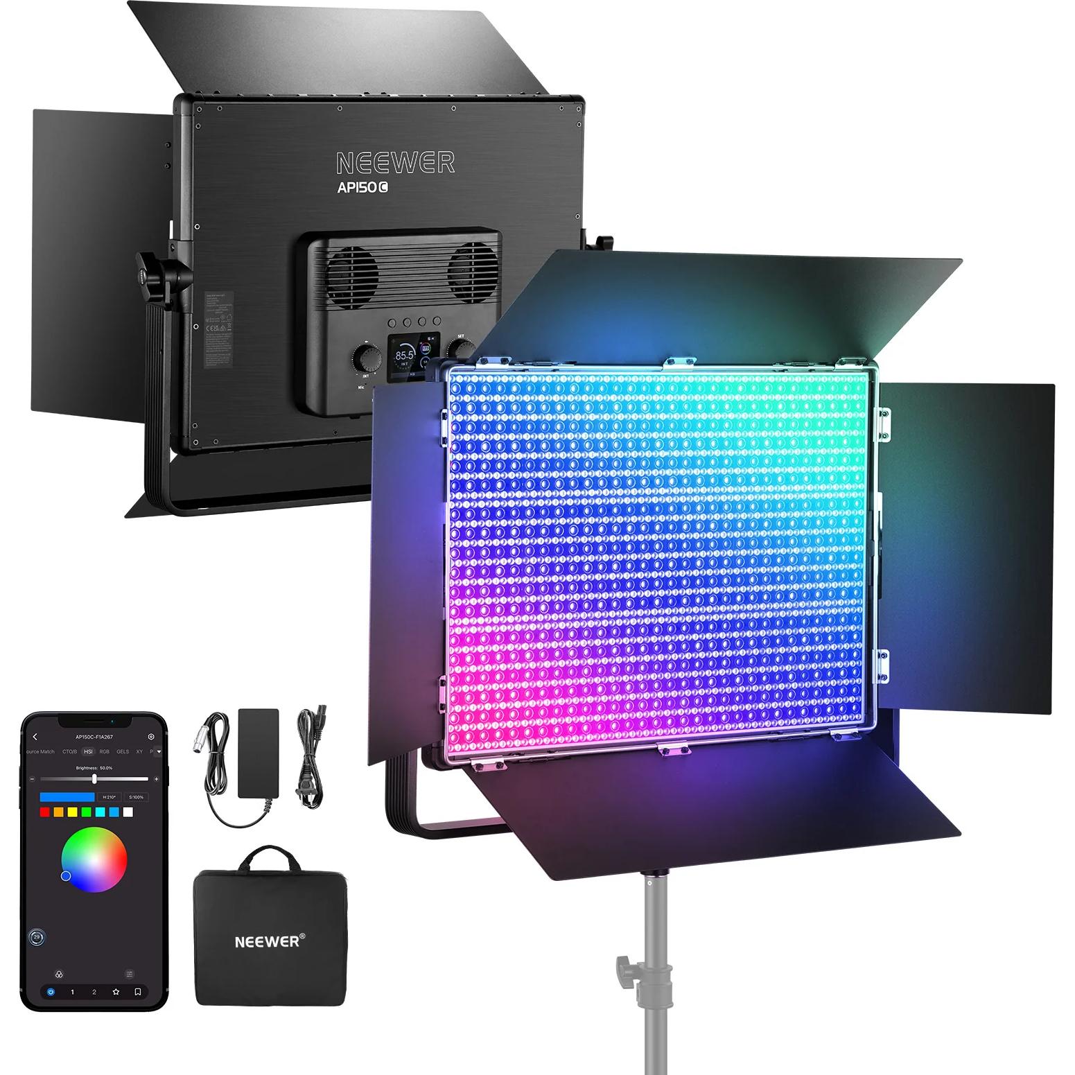 Neewer AP150C 150W RGB Video Light (Videocamera), Luce continua