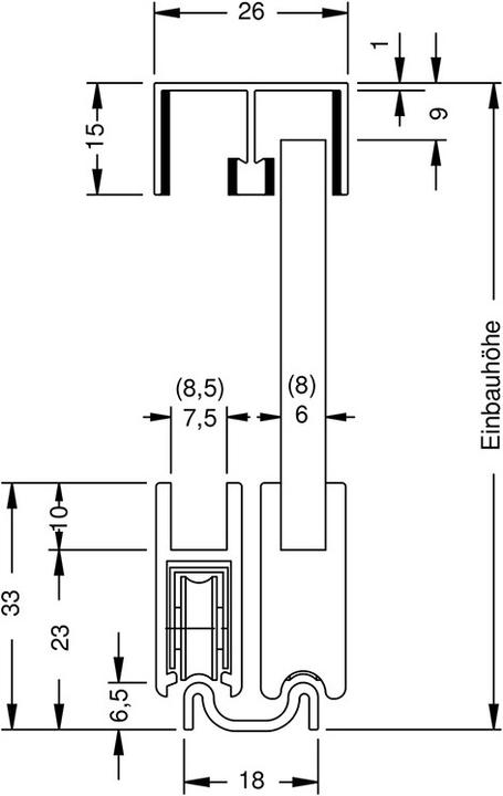 Actual product image Vitris Sliding door fittings SUPRA, Inslide for glass showcases