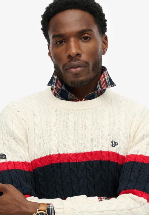 Image du produit Superdry Pull rayé en maille de coton torsadée (M)