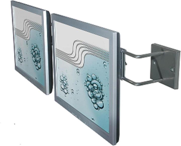 Produktbild R-Go Tools Steel Double Screen Wandhalterung, verstellbar, silber - Klammer für 2 LCD-Displ (Wand)