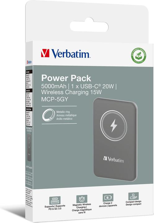 Actual product image Verbatim POWER BANK 5000 GRIS (5000 mAh, 20 W, 20 Wh)