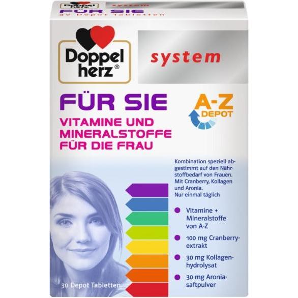 Doppelherz, Vitamine + Nahrungsergänzung, system FÜR SIE, 30 St. Tabletten (30 Stück, Tabletten)