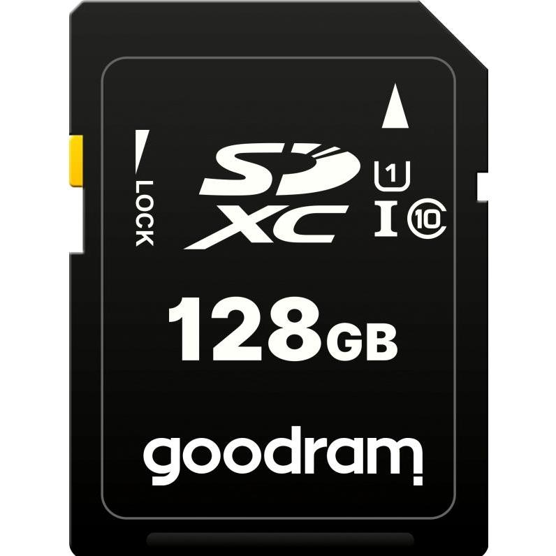 Goodram S1A0-1280R12 Speicherkarte (128 GB, Klasse 10, Speicherkarte) (128 GB, SD, U1, UHS-I), Speicherkarte, Schwarz
