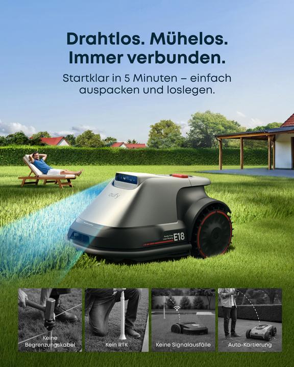 Produktbild eufy E18 (1207 m², Ohne Begrenzungskabel)