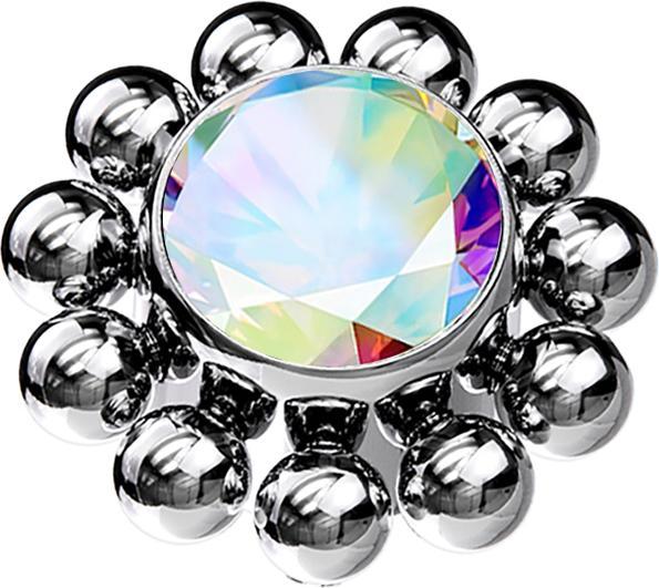 Produktbild Star Piercing Dermal Anchor silber Kugelblume Kristall multicolor (ohne Messing, Titan)