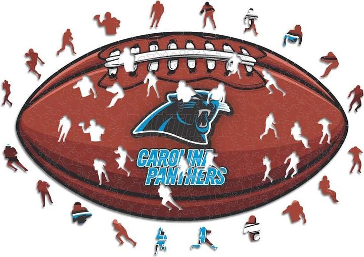 Actual product image Iconic NFL - Carolina Panthers– Football with Logo - Wooden Puzzle Size M (270 pieces) (270 pieces)