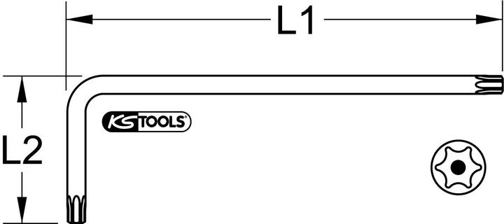 Actual product image KS Tools STAINLESS STEEL Torx tamperproof key wrench, long, TB30