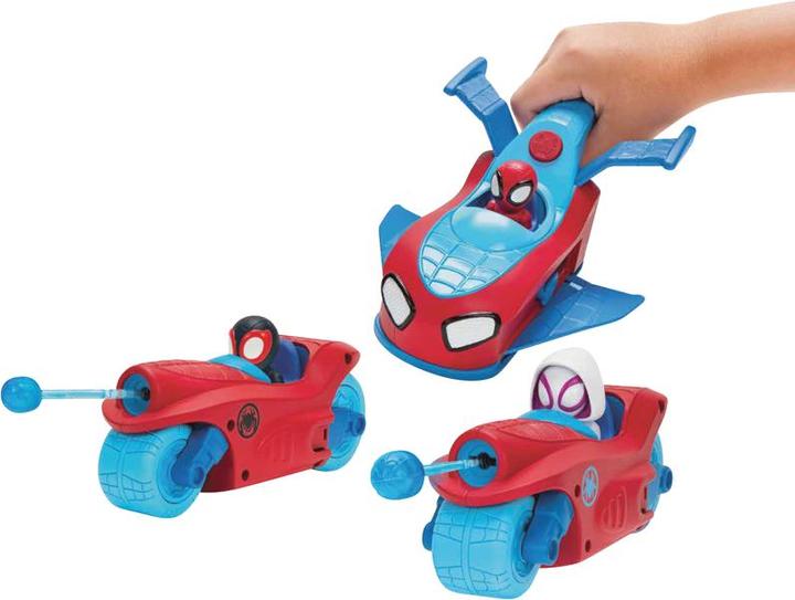 Actual product image Spiderman Spidey 3-in-1 Fahrzeug Jet + 2 Motorräder