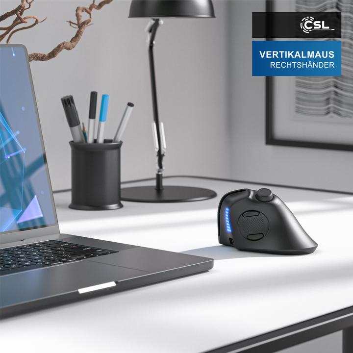 Actual product image CSL Wireless vertical mouse, 2.4 GHz wireless & BT4.0, 250 dpi, against mouse arm / tennis elbow (Wireless)
